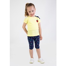 Harika Kids Kız Bebek Kaprili Kısa Kollu Apolet Baskılı Yazlık Basic Alt-Üst Takım 6-24 Ay