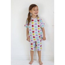 Harika Kids Kız Çocuk Gri Baskılı Şortlu Alt-Üst Basic Takım 3-10 Yaş