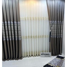 Nivemeshome FJ631749 V-2539 Arora Toprak 1/3 Sık Pileli Fon Perde Apm