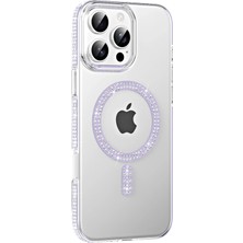 Teleplus iPhone 16 Pro Max Kılıf 3D Taşlı Move Manyetik Şarj Özellikli Glitter Kapak