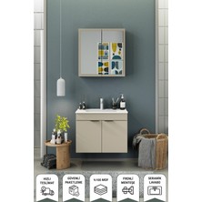 Biani Fix Loft 75 Cm Banyo Dolabı,Seramik Lavabolu, Aynalı,Lavabo Dahil,Mdf,Latte