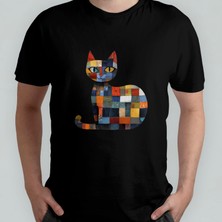 Pixxa Kedi Cat Illüstrasyon Unisex %100 Pamuklu Bisiklet Yaka T-Shirt Model 3