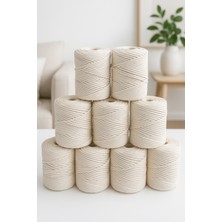 Taha Hamak Tahahamak 5 mm 3 Büküm 1 kg Pamuk Makrome Ekru Renk Hamak Salıncak Hobi Ipi