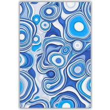 The Reef Design Soyut Abstract Desenli Mavi Halı Dijital Baskılı Dokuma Kaymaz Tabanlı Yıkanabilir Oturma Odası Halısı