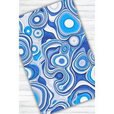 The Reef Design Soyut Abstract Desenli Mavi Halı Dijital Baskılı Dokuma Kaymaz Tabanlı Yıkanabilir Oturma Odası Halısı
