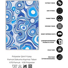 The Reef Design Soyut Abstract Desenli Mavi Halı Dijital Baskılı Dokuma Kaymaz Tabanlı Yıkanabilir Oturma Odası Halısı