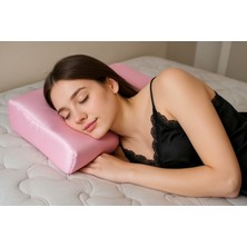 Güzellik Yastığı – 2'si 1 Arada Ortopedik Visco Hafızalı Köpük VE%100 Saf Dut Ipek Ergonomik Yaşlanma ve Tasarım, Cilt ve Saç Koruyucu, Lüks ve Cilt Dostu Yastık (Pembe)