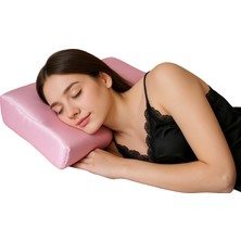 Güzellik Yastığı – 2'si 1 Arada Ortopedik Visco Hafızalı Köpük VE%100 Saf Dut Ipek Ergonomik Yaşlanma ve Tasarım, Cilt ve Saç Koruyucu, Lüks ve Cilt Dostu Yastık (Pembe)