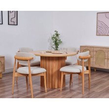 Vowturkey Bohem Sandalye Gürgen Çıtalı Iskandinav Masa 105 cm 4sandalye