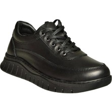 U555702503 Siyah Hakiki Deri Spor Ayakkabı Sneakers