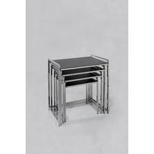 Füme Cam  -Tepsi Model  4 Lü Zigon Sehpa Zigon