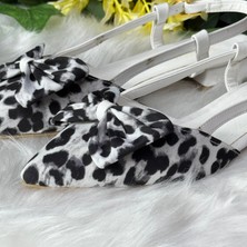 Leopar Desenli Fiyonklu Kısa Topuklu Babet M1025