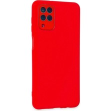 Samsung Galaxy A22 Kılıf Lansman Glass Kapak - Kırmızı