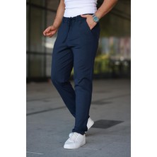 Erkek Lacivert Jogger Pantolon – Bağcıklı Fermuarlı Cepli - 2534