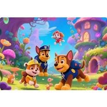 Deniz Parti Paw Patrol Dikdörtgen Pasta Yenilebilir Resim Baskı 28x19 cm