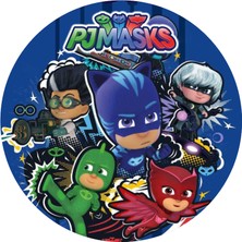 Deniz Parti Pjmask Yuvarlak Pasta Yenilebilir Resim Baskı 20 cm