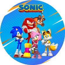 Deniz Parti Sonic Yuvarlak Pasta Yenilebilir Resim Baskı 20 cm