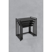 Siyah Cam  - Tepsi Model  4 Lü Zigon Sehpa Zigon