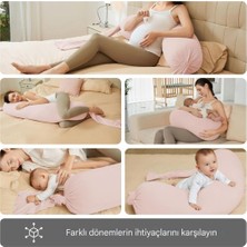 %100 Organik Hamilelik Destek Yastığı – Tam Vücut Yan Uyku Yastığı, Ayarlanabilir Sertlik, Çıkarılabilir Kılıf, Toz Pembe Rahatlık
