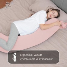 %100 Organik Hamilelik Destek Yastığı – Tam Vücut Yan Uyku Yastığı, Ayarlanabilir Sertlik, Çıkarılabilir Kılıf, Toz Pembe Rahatlık