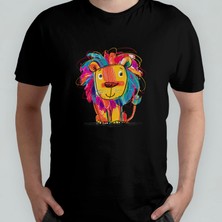 Pixxa Sevimli Aslan Lion Unisex %100 Pamuklu Bisiklet Yaka T-Shirt Model 5