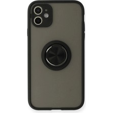 iPhone 11 Kılıf Montreal Yüzüklü Silikon Kapak - Siyah