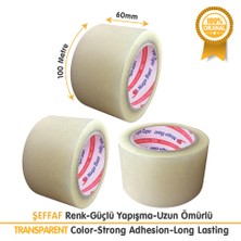 Geniş Koli Bandı - 60MM.X100M, Şeffaf-Güçlü ve Dayanıklı-Hotmelt Yapışkanlı
