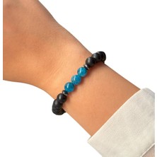 Mat Siyah Oniks ve Apatit Doğal Taş Bileklik