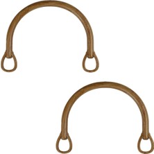 Bambu Görünümlü Plastik Çift Çanta Sapı -Genişlik 16.5cm-Ahşap Rengi