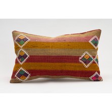 Kilim Wholesale El Yapımı Kilimden Yapılmış Vintage Kırlent Kılıfı, Yün, 30X50 cm