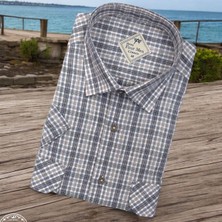 Linen Keten Klasik Kısa Kollu Iki Cepli Kapaklı Beyaz Baba Gömleği (Regular Kalıp)