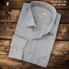 Linen Keten Klasik %100 Cotton Uzun Kollu Terletmeyen Tek Cepli Kapaklı Gri Gömlek (Regular Kalıp)