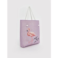 Lcw Accessorıes Lila Flamingo Baskılı Kadın Plaj Çantası 40X40X10 cm