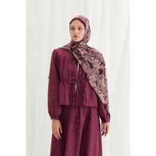 Cs Camellia Scarf Viena Ipek Krep Şal - Mürdüm
