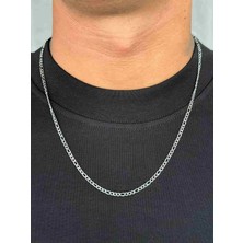 Erkek Figaro Çelik Kolye Gümüş