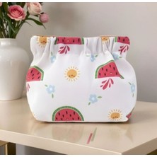 Karpuz Güneş Çiçek Desenli Makyaj Ped Kozmetik Çantası Düzenleyici Organizatör Manyetik Kapama