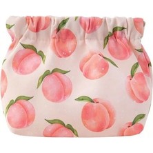 Şeftali Desenli Makyaj Ped Kozmetik Çantası Düzenleyici Organizatör Manyetik Kapama Sugeçirmez