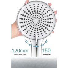 120MM Extra Geniş Başlıklı Duş Başlığı + 1.5 Metre Paslanmaz Çelik Örgülü Duş Hortumu | Su Tasarruflu, Basınçlı, Dayanıklı | Akd Duş Keyfi