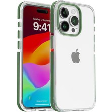 Iphone 15 Pro Için Dropcover Serisi Arkası Sert Şeffaf Kenarları Darbe Önleyici Çizgi Detaylı Koruyuculuğu Yüksek Kılıf (Yeşil, 15 Pro)