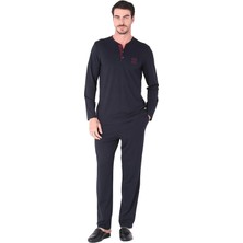 D's Damat 221001 Uzun Kol Pijama Takımı - Lacivert - Xl