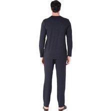 D's Damat 221001 Uzun Kol Pijama Takımı - Lacivert - Xl