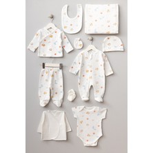 Bebitof My Baby Kumsal % 100 Coton 10 Lu Hastane Çıkışı Yeni Sevimli Panter Desenli ekru 10113