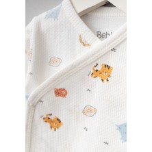 Bebitof My Baby Kumsal % 100 Coton 10 Lu Hastane Çıkışı Yeni Sevimli Panter Desenli ekru 10113