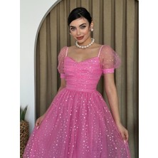 Helena Tül Elbise Pembe-S