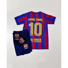F.c B.a.r.c.e.l.o.n.a 2025/26 Yeni Sezon Lamine Yamal Çocuk Forması 4'lü Set (Çubuklu-10) Armalı