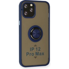 iPhone 12 Pro Kılıf Montreal Yüzüklü Silikon Kapak - Lacivert - ALVN4865-3374