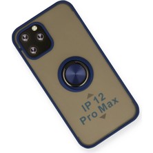 iPhone 12 Pro Kılıf Montreal Yüzüklü Silikon Kapak - Lacivert - ALVN4865-3374
