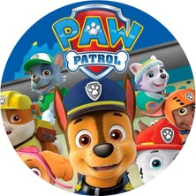 Deniz Parti Paw Patrol Yuvarlak Pasta Yenilebilir Resim Baskı 20 cm