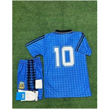 Arjantin 2023/24 Yeni Sezon Lionel Messi Ikonik Çocuk Forması Şort Çorap Bileklik 4'lü Set