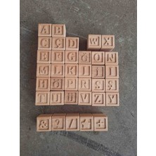 Ahşap 5 cm Küp Harf Seti Kayın Ağacından 36 Parça